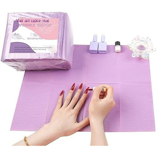 Bomoqing 125 Pieces Disposable Nail Art Table Mat front view