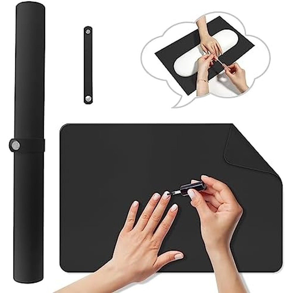 Diesisa foldable black nail art table mat front view