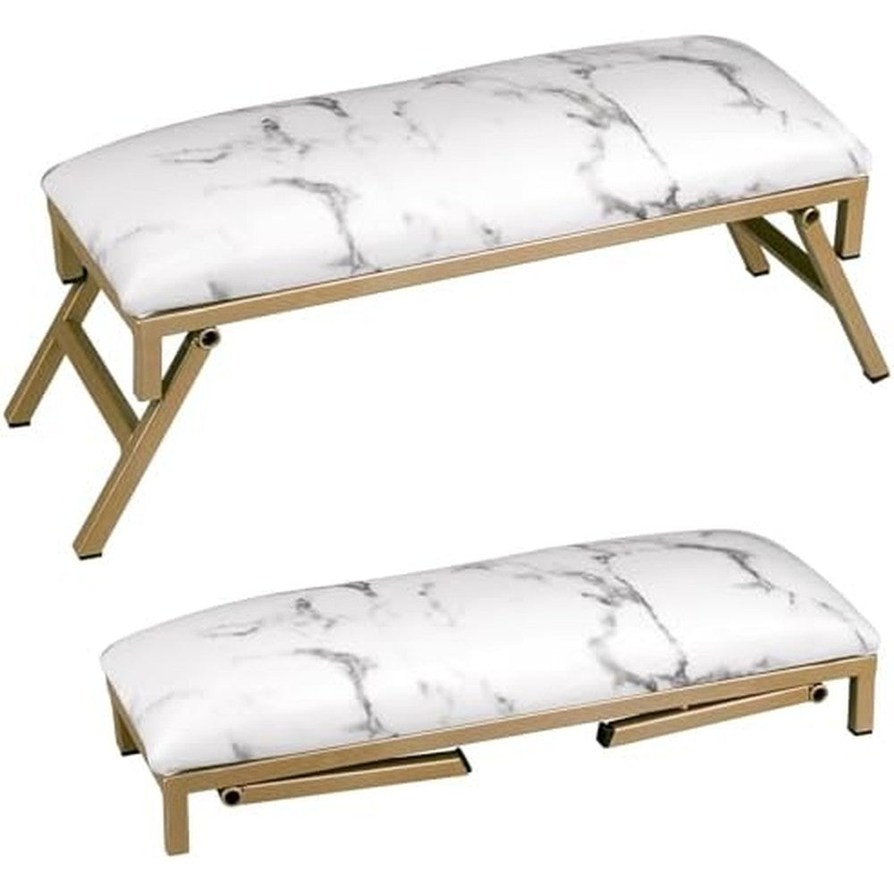 Imene foldable nail arm rest front view white marble