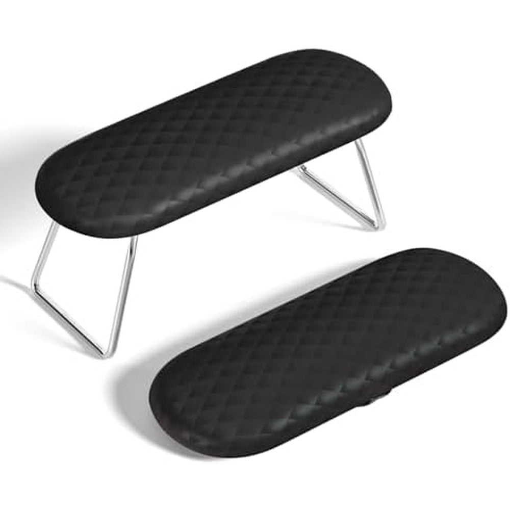 Aoraem black leather nail arm rest front view for manicure station