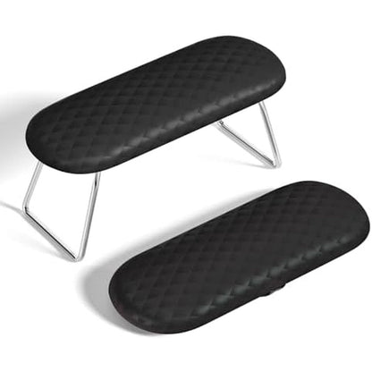 Aoraem black leather nail arm rest front view for manicure station