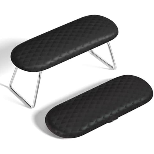 Aoraem black leather nail arm rest front view for manicure station