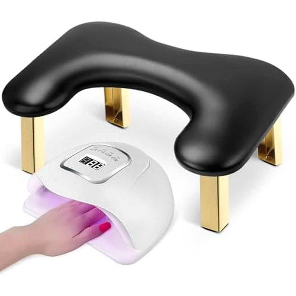 SZSJA foldable black nail arm rest front view for professional salons