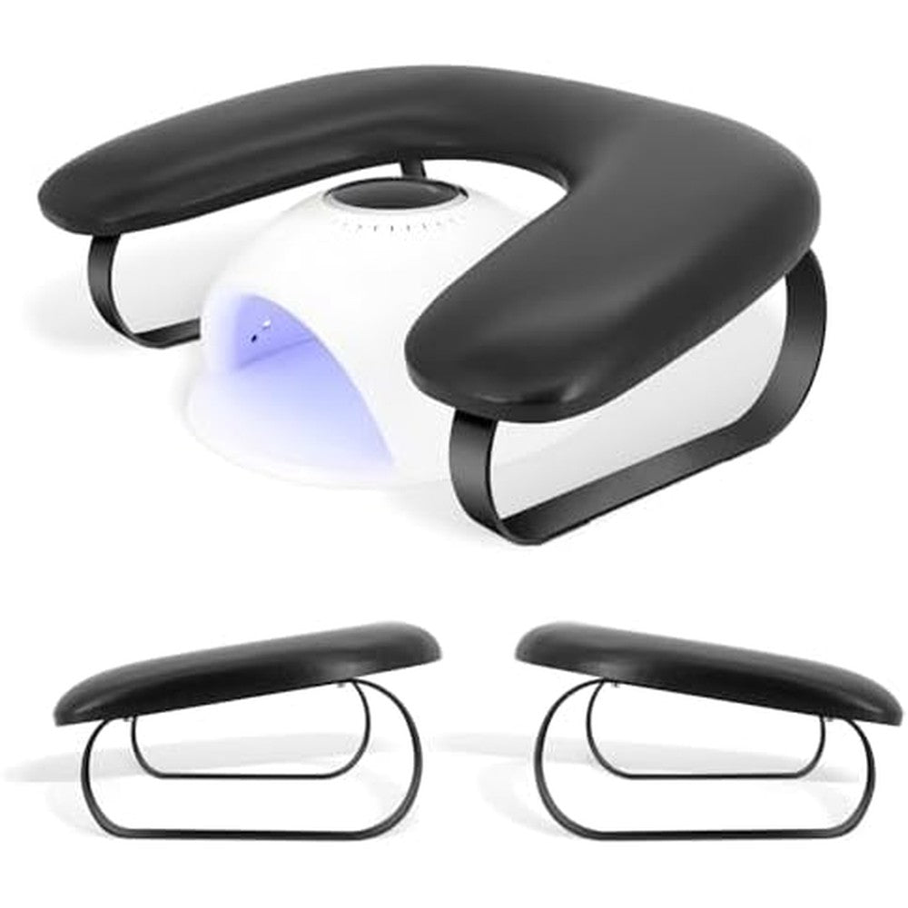 Noval black U-shaped manicure arm rest front view for nail technicians