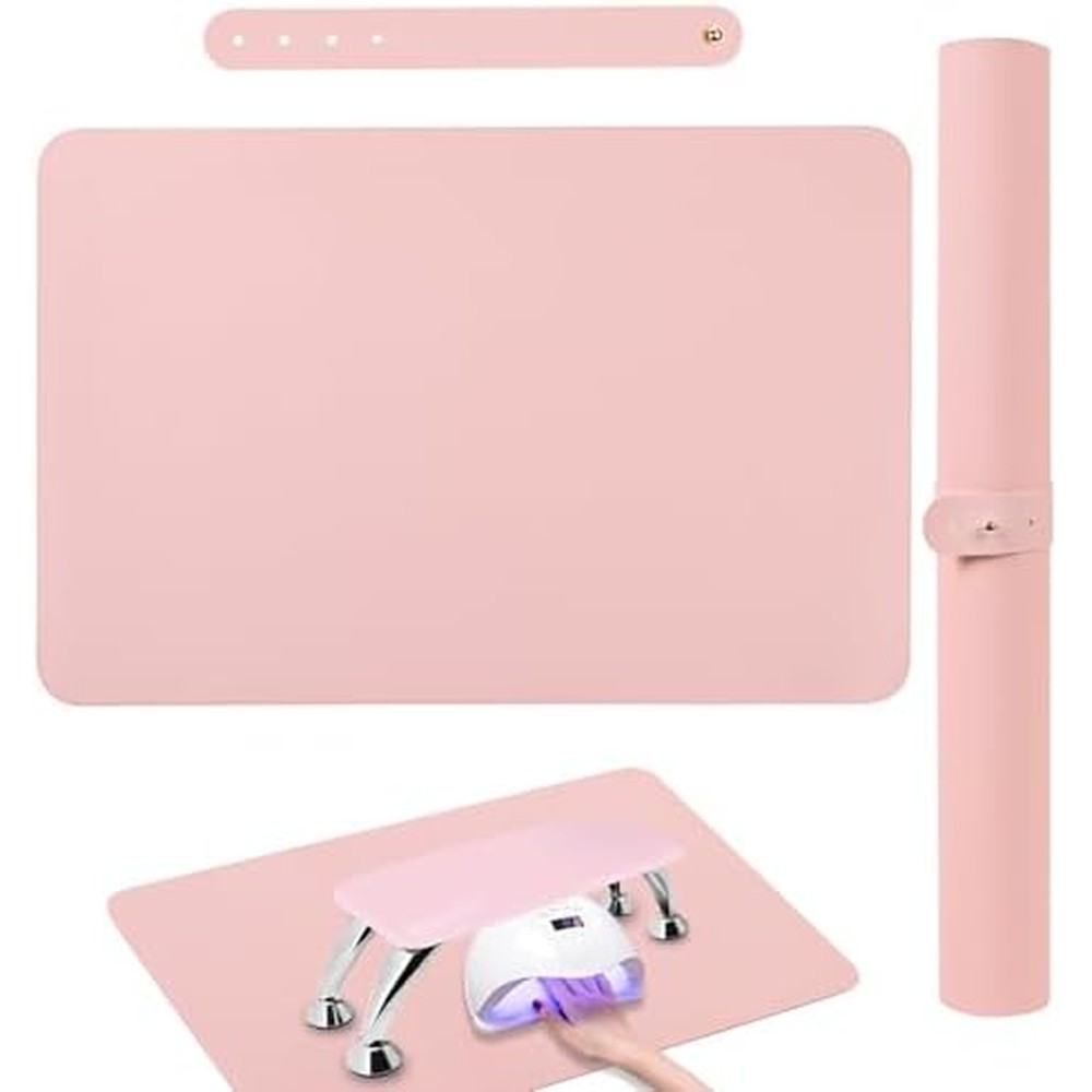 Lionvison pink nail art table mat front view