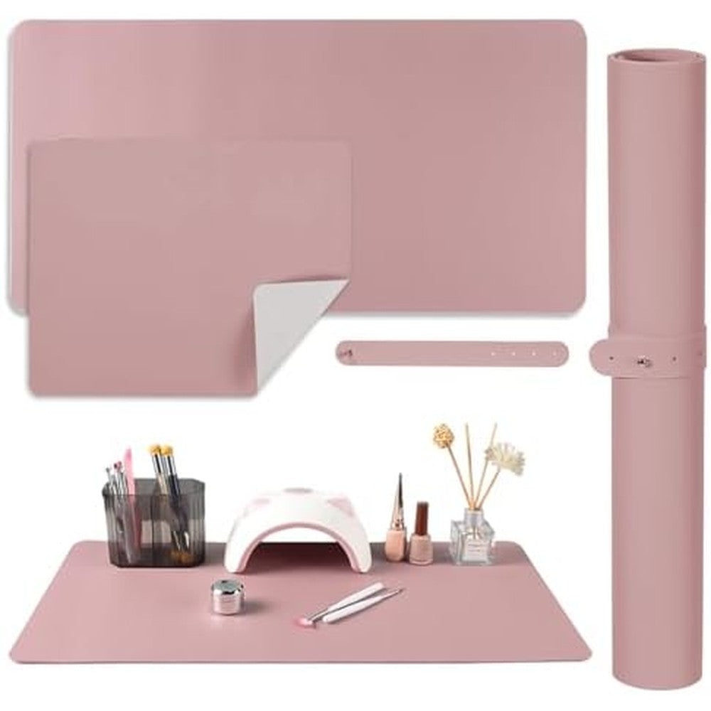 Sutozmiwe nail art table mat 2 piece set front view on desk