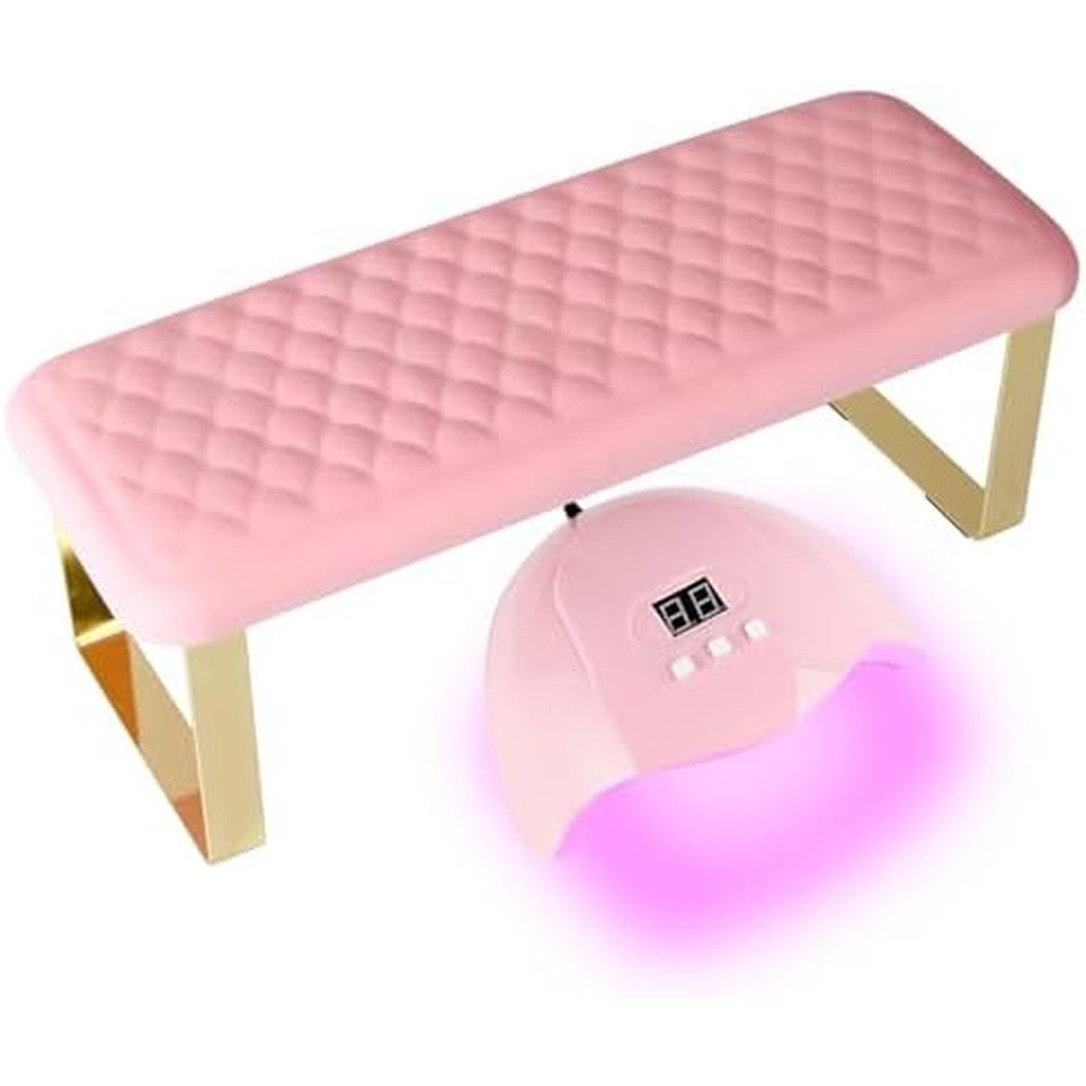 Bornbyme pink nail arm rest front view for manicure station.