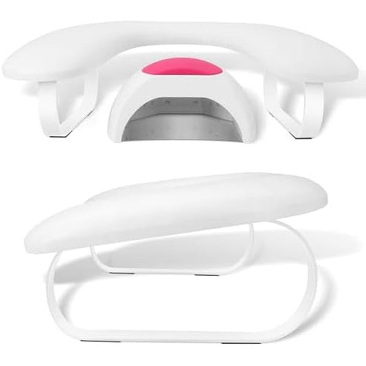 Aonolovo white U-shaped nail arm rest front view for manicure tech