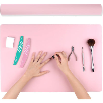 Furtherpretty pink PU leather nail mat for professional nail art desk