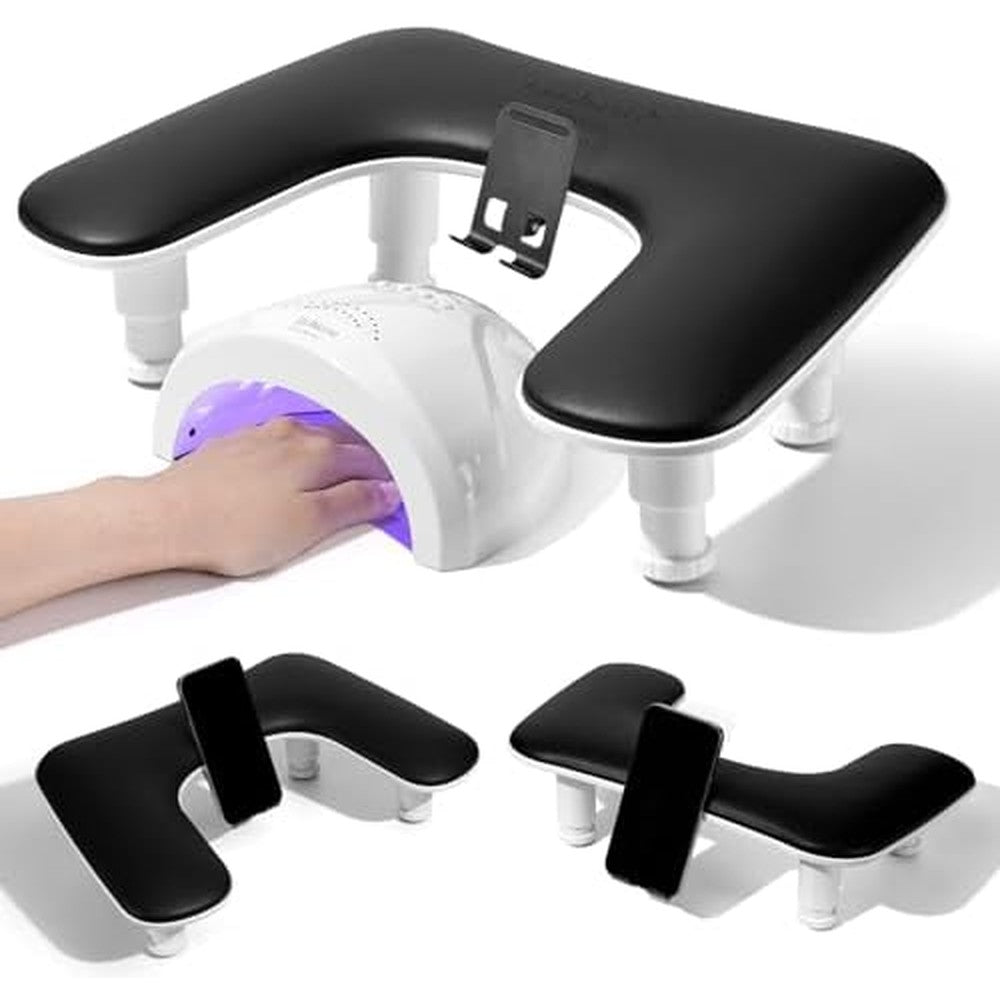 Quaferen 3rd generation manicure nail arm rest in black front view