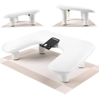 Lionvison white adjustable nail arm rest front view for professional salons