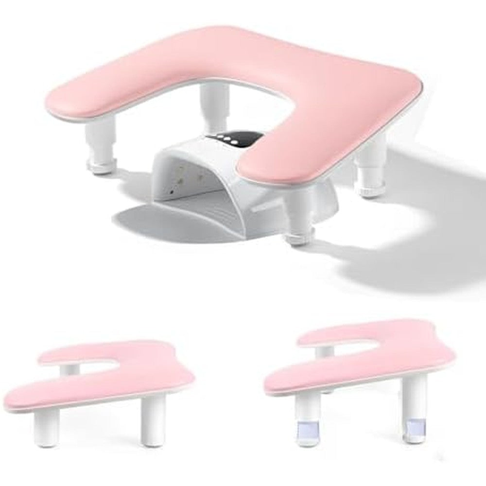 Ibubu pink U-shaped manicure arm rest front view for nail tech
