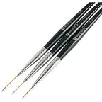 Winstonia Amazing Trio Nail Art Striping Brushes Set front view showcasing three black acrylic handle brushes.