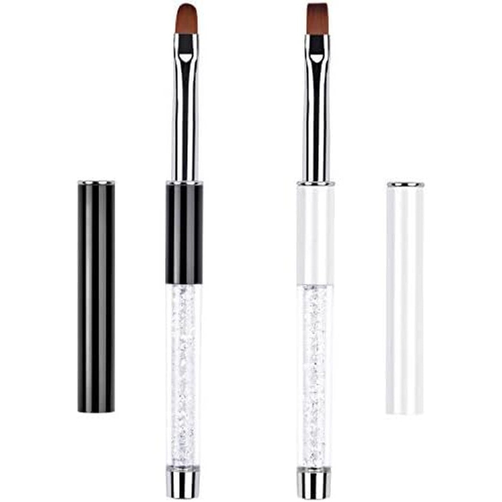 Ycyan 2Pcs Oval and Flat UV Builder Gel Nail Brush Set front view