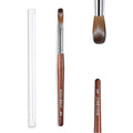 Modelones acrylic nail brush front view showcasing red wooden handle and silver ferrule