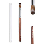 Modelones acrylic nail brush front view showcasing red wooden handle and silver ferrule