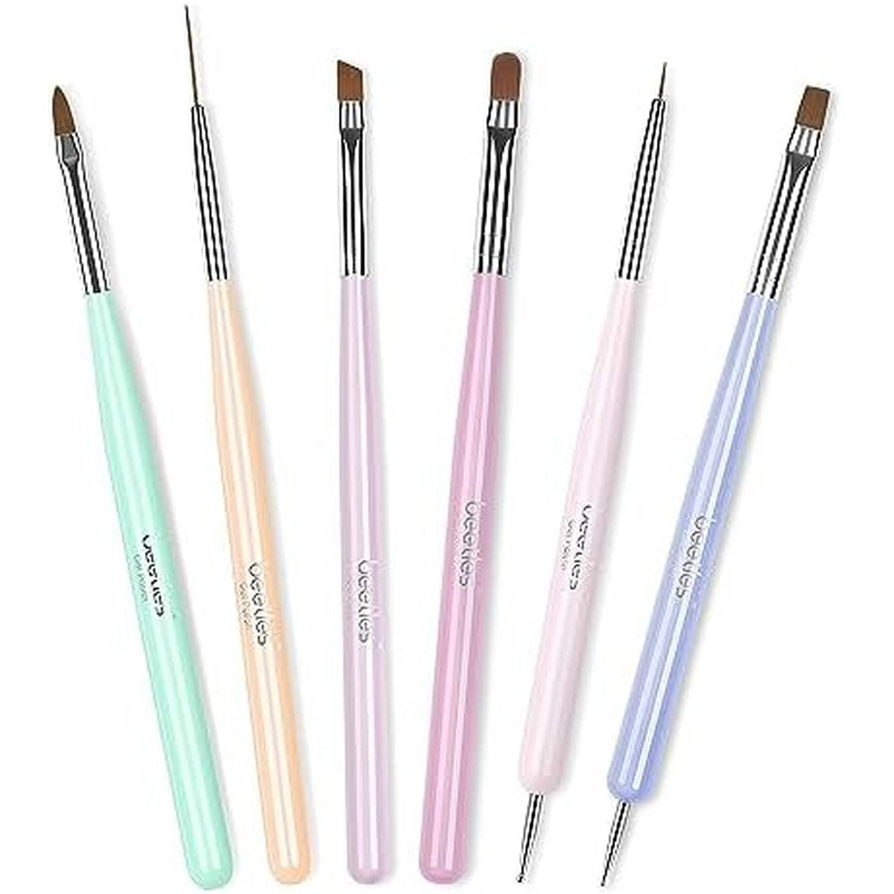 Beetles 6 Piece Nail Art Brush Set front view