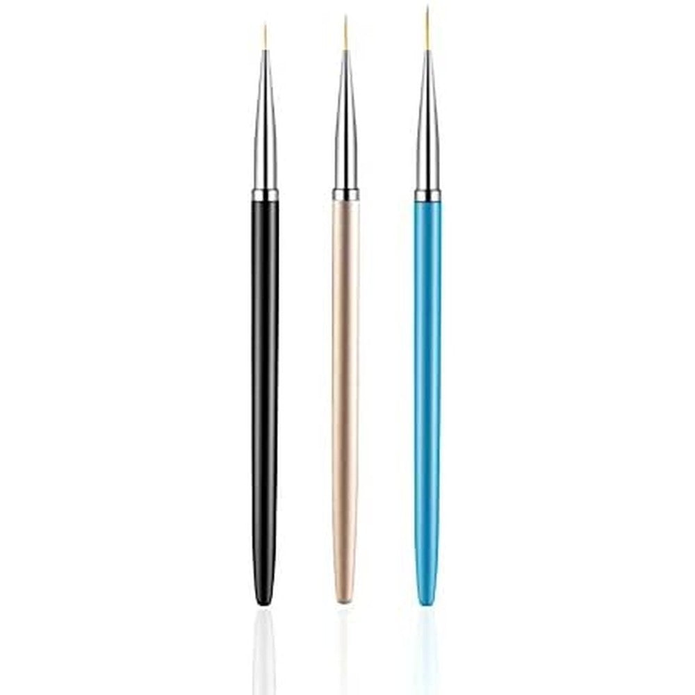 Squligt 3 piece nail art liner brush set with metal handles