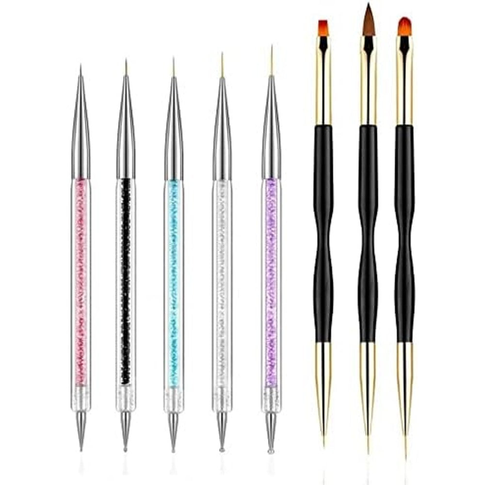 Fulinjoy 8 piece nail art kit with dotting pens and brushes