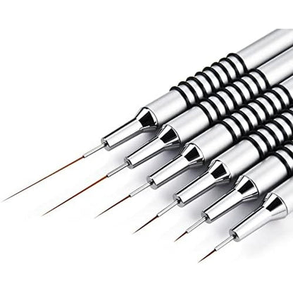 DonnasDottyRockShop 6 piece nail art liner brush set front view