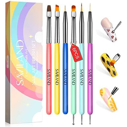 Saviland 6-piece professional nail art brush set front view