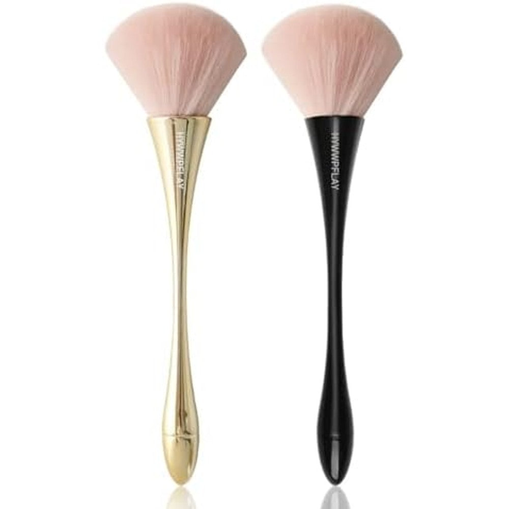 West Tech Shipping 2 Pieces Nail Dust Brush Set Acrylic Brush Cleaner And Makeup Powder Tool In Gold And Black - Image 1