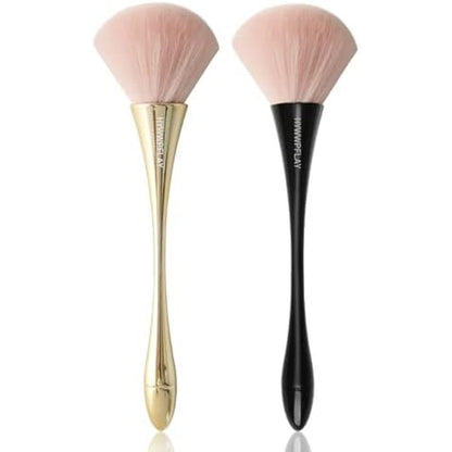 West Tech Shipping 2 Pieces Nail Dust Brush Set Acrylic Brush Cleaner And Makeup Powder Tool In Gold And Black - Image 1