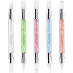 Ekinsu 5 pieces dual tipped silicone nail art sculpture pen set front view