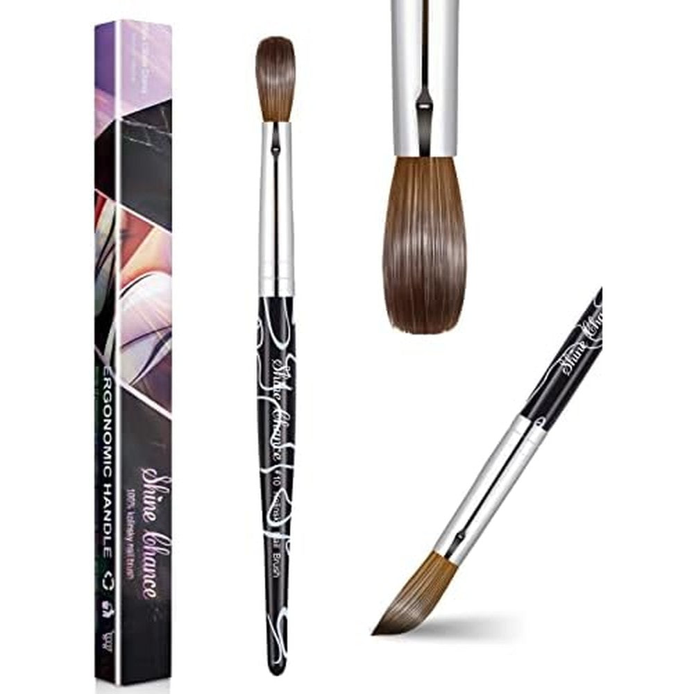 Shine Chance Size 10 Kolinsky acrylic nail brush front view