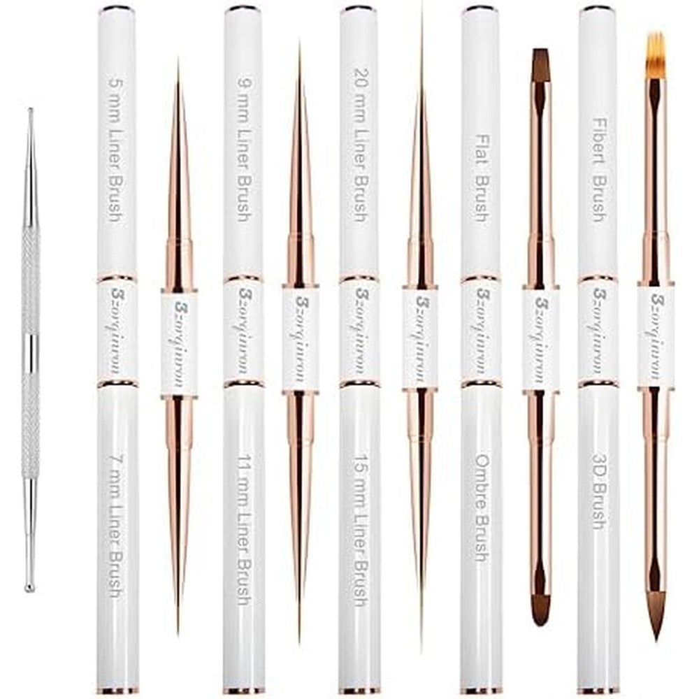3zorqinron professional 5 piece double ended nail art brush set front view