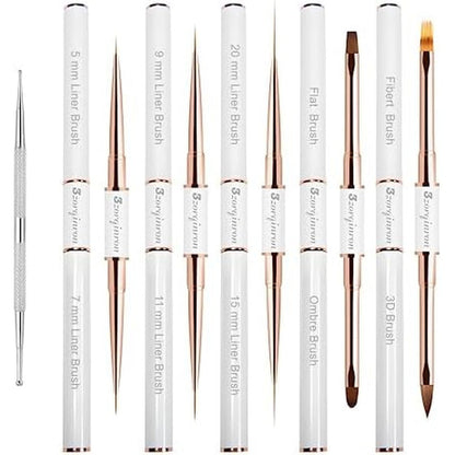 3zorqinron professional 5 piece double ended nail art brush set front view