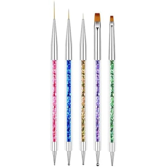 Aibee 5 piece double ended nail art brush set front view