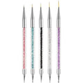 Aibee 5-piece double-ended acrylic nail art brush set front view