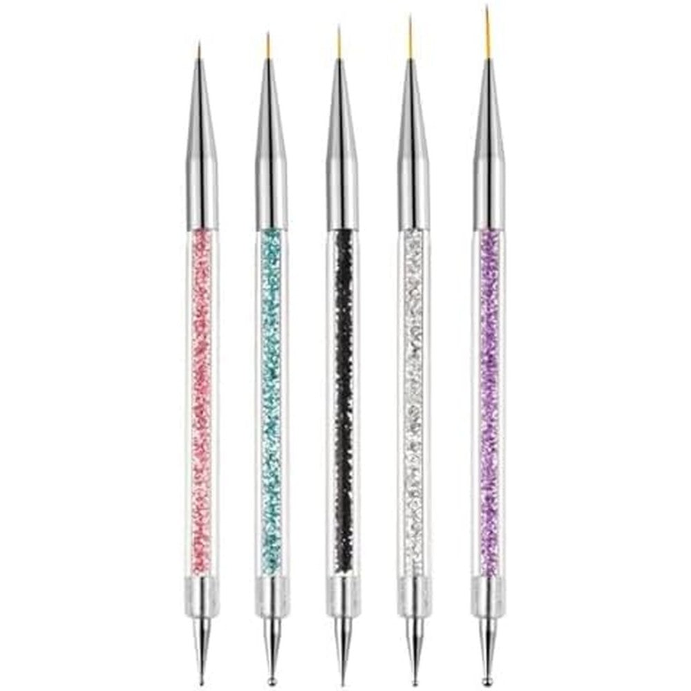 Aibee 5-piece double-ended acrylic nail art brush set front view