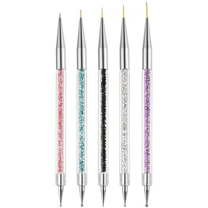 Aibee 5-piece double-ended acrylic nail art brush set front view