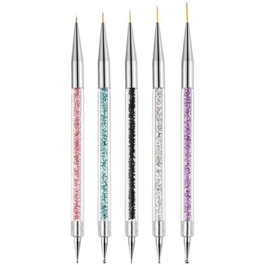Aibee 5-piece double-ended acrylic nail art brush set front view