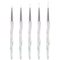Teoyall nail art liner brushes set front view with five brush sizes