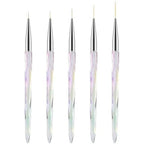 Teoyall nail art liner brushes set front view with five brush sizes
