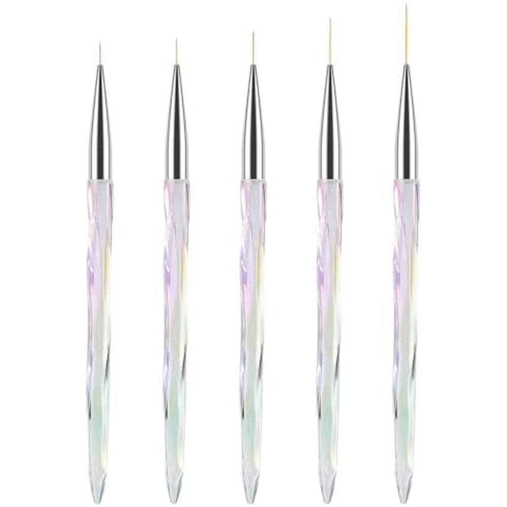 Teoyall nail art liner brushes set front view with five brush sizes