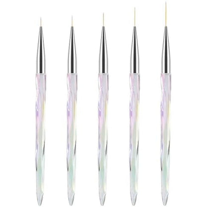 Teoyall nail art liner brushes set front view with five brush sizes