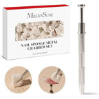 MelodySusie 100 pieces nail sponges set with silver grabbing pen