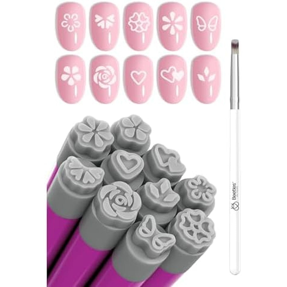 Beetles 10 pieces nail art stamp pen set with various patterns