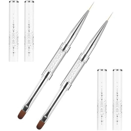 JJUNW 2 Pcs Double Ended Nail Builder Gel Brush front view