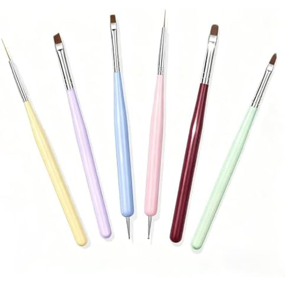 Hnuix 6pcs nail art brush set front view for professional manicure