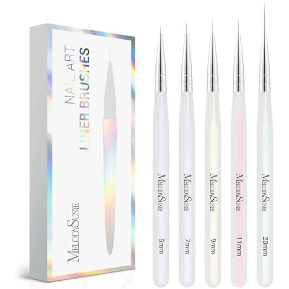 MelodySusie 5 piece professional nail art liner brush set front view