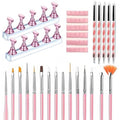 HomTop Nail Art Tools Set featuring 15 brushes and 5 dotting pens