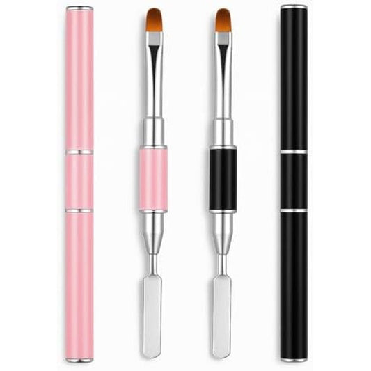 Jeonekid dual-ended nail art brush and spatula set front view for poly gel application.