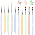 Yoovr 10 piece nail art brush set with pastel handles front view