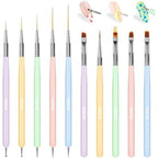 Yoovr 10 piece nail art brush set with pastel handles front view