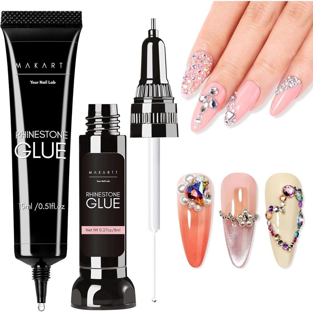 Makartt Nail Rhinestone Glue Set 15ml and 8ml front view